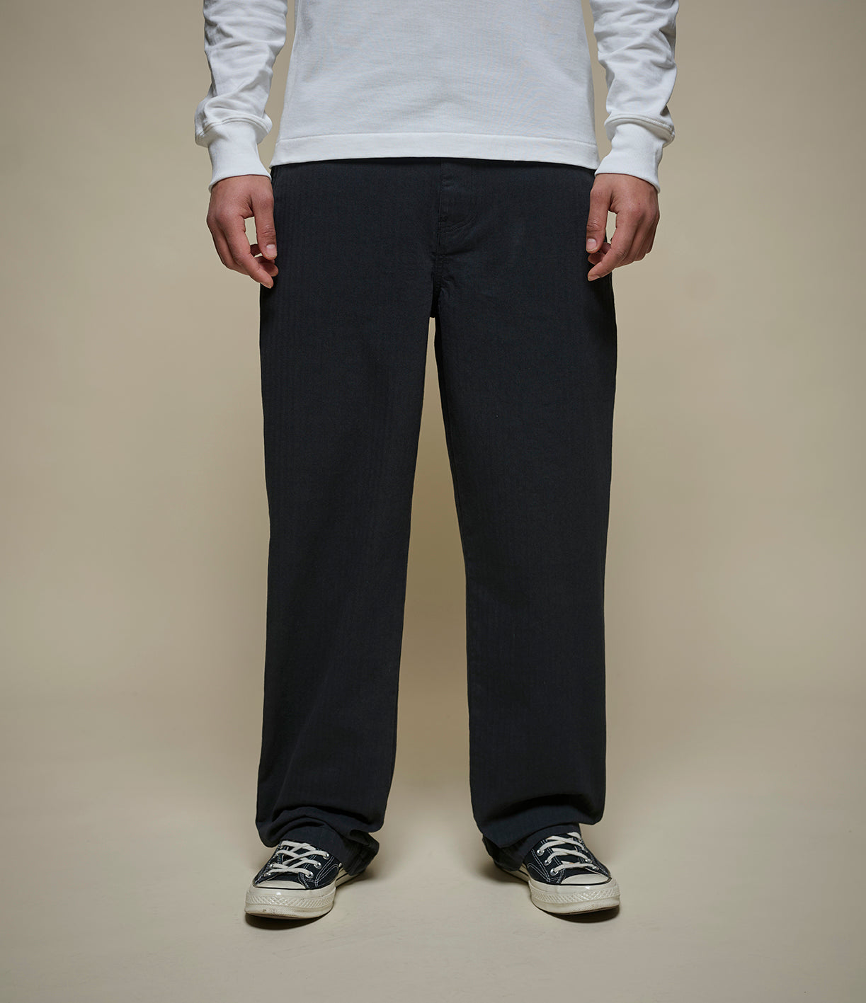 MERZ B. SCHWANEN HERRINGBONE BERLIN PANTS - CHARCOAL
