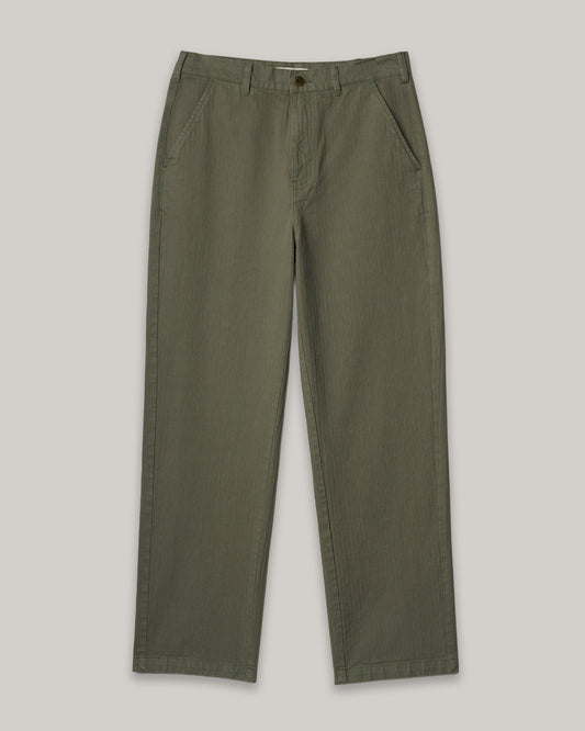 MERZ B. SCHWANEN HERRINGBONE BERLIN PANTS - ARMY