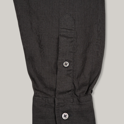 NIGEL CABOURN MAINLINE BRITISH OFFICER SHIRT HEMPHORSE CLOTH - CHARCOAL GREY