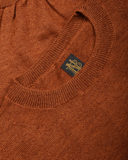 BATONER RAMIE WOOL CREW NECK - BRICK