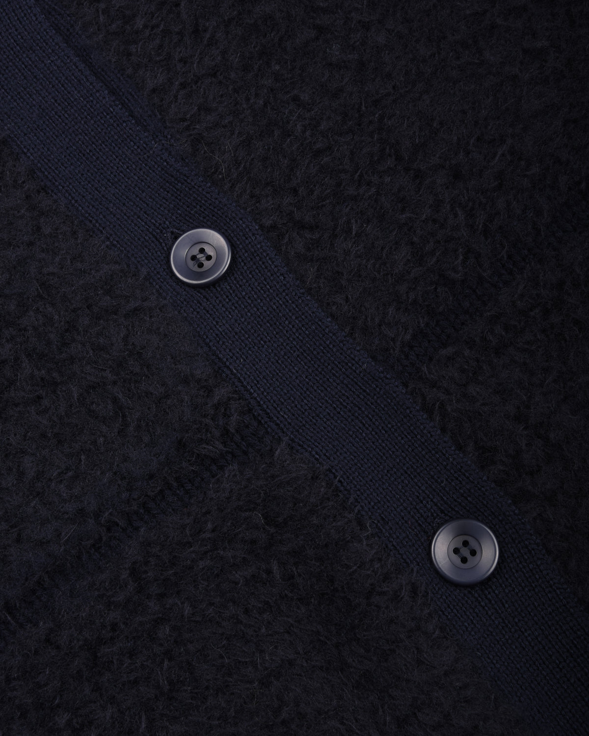BATONER SHETLAND BOA POLO CARDIGAN - NAVY