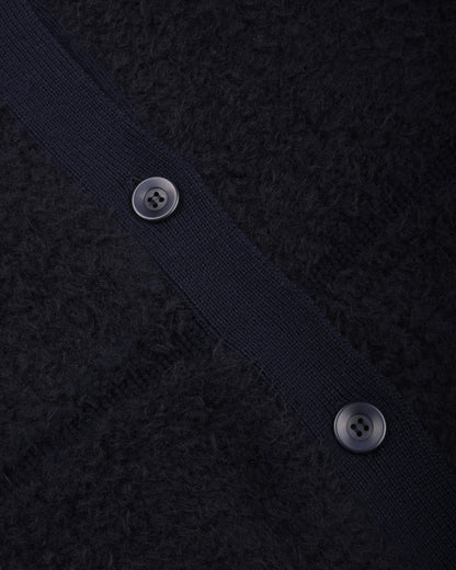 BATONER SHETLAND BOA POLO CARDIGAN - NAVY