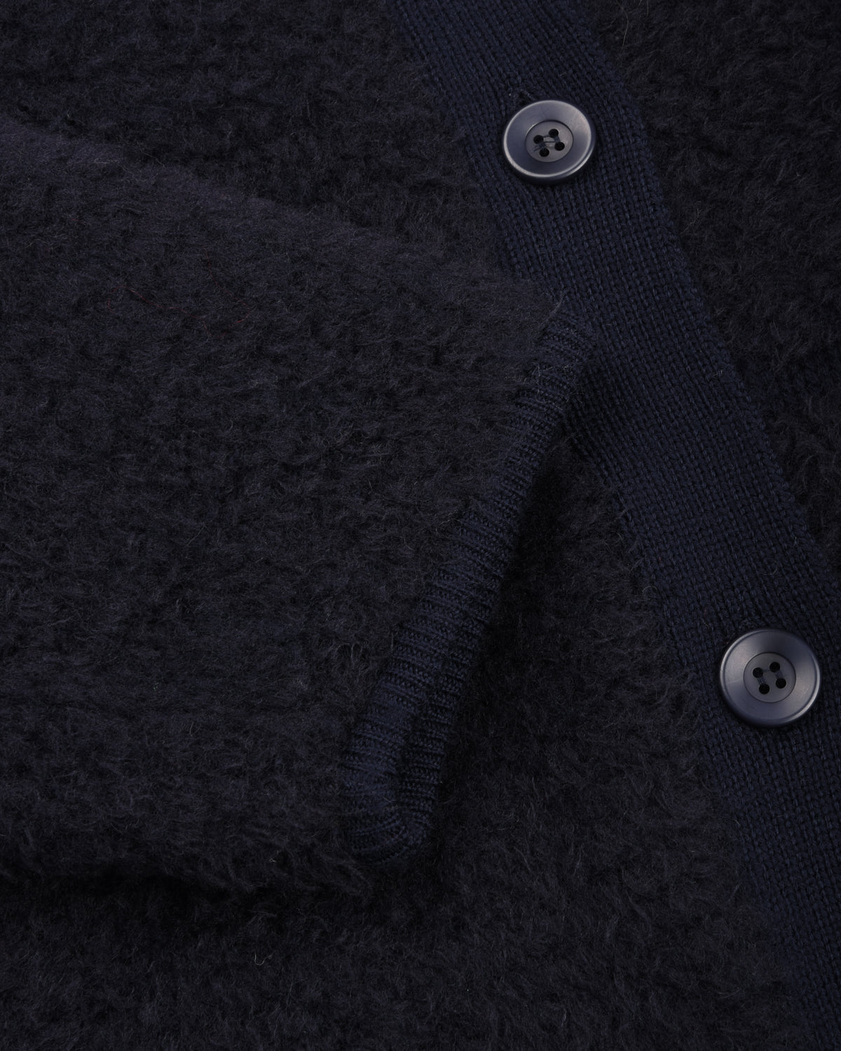BATONER SHETLAND BOA POLO CARDIGAN - NAVY