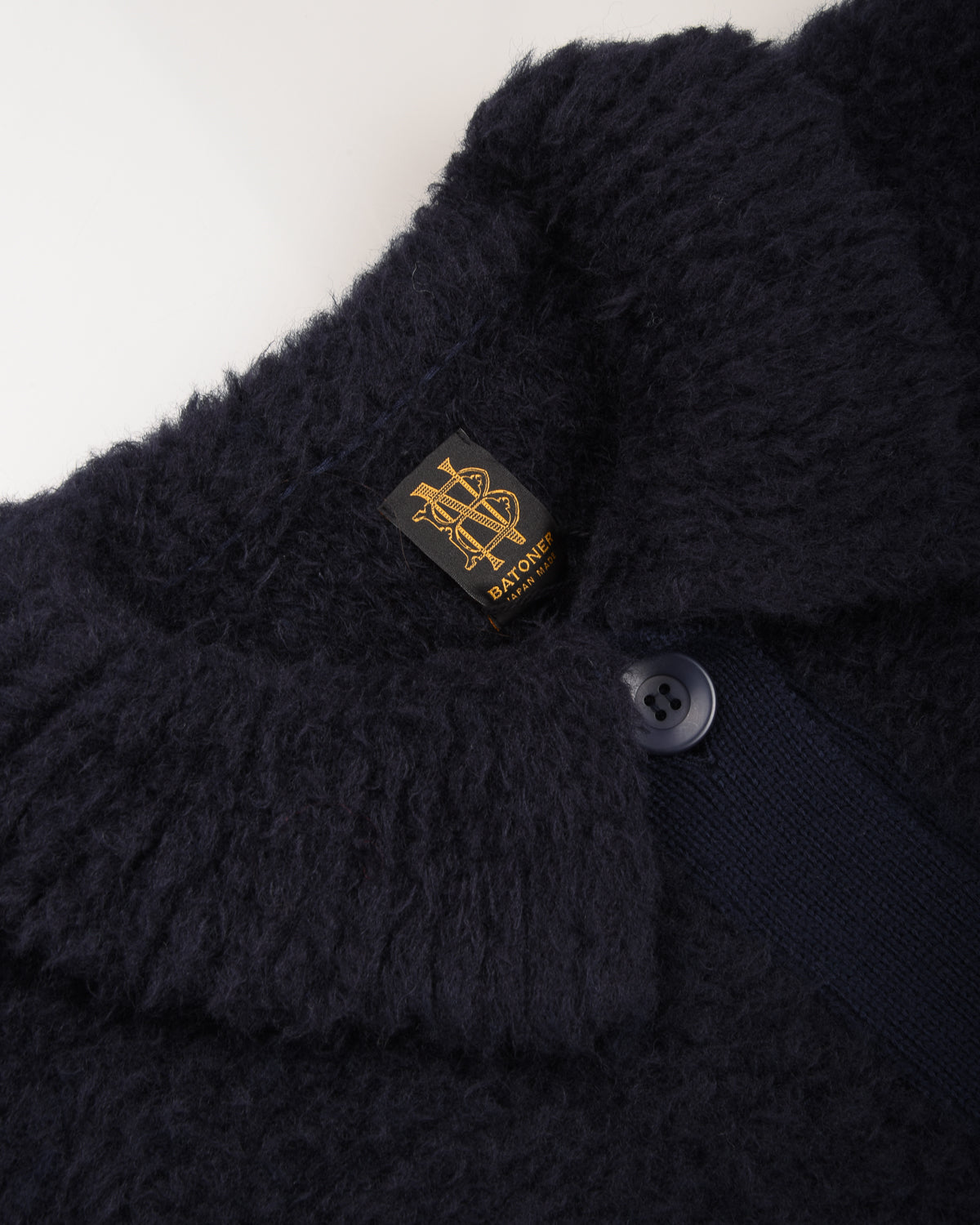 BATONER SHETLAND BOA POLO CARDIGAN - NAVY