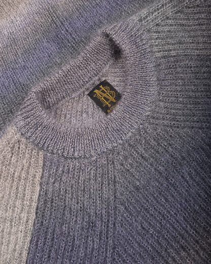 BATONER MOHAIR KASURI DYE SIGNATURE CREW NECK - PURPLE MIX