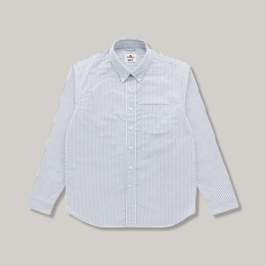 KNICKERBOCKER "BEEFY" COTTON ICON OXFORD SHIRT - NAVY STRIPE