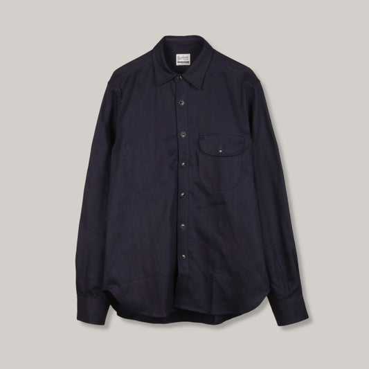 BLUE BLANKET JEANS S05 IT32 HERRINGBONE SHIRT - INDIGO