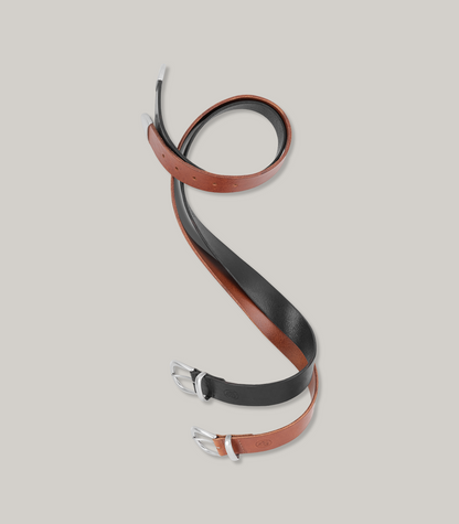 KNICKERBOCKER WESTERN BRIDLE LEATHER BELT SLIM - BLACk