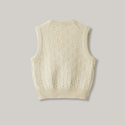 NOTHING WRITTEN CHESS WOOL VEST - IVORY