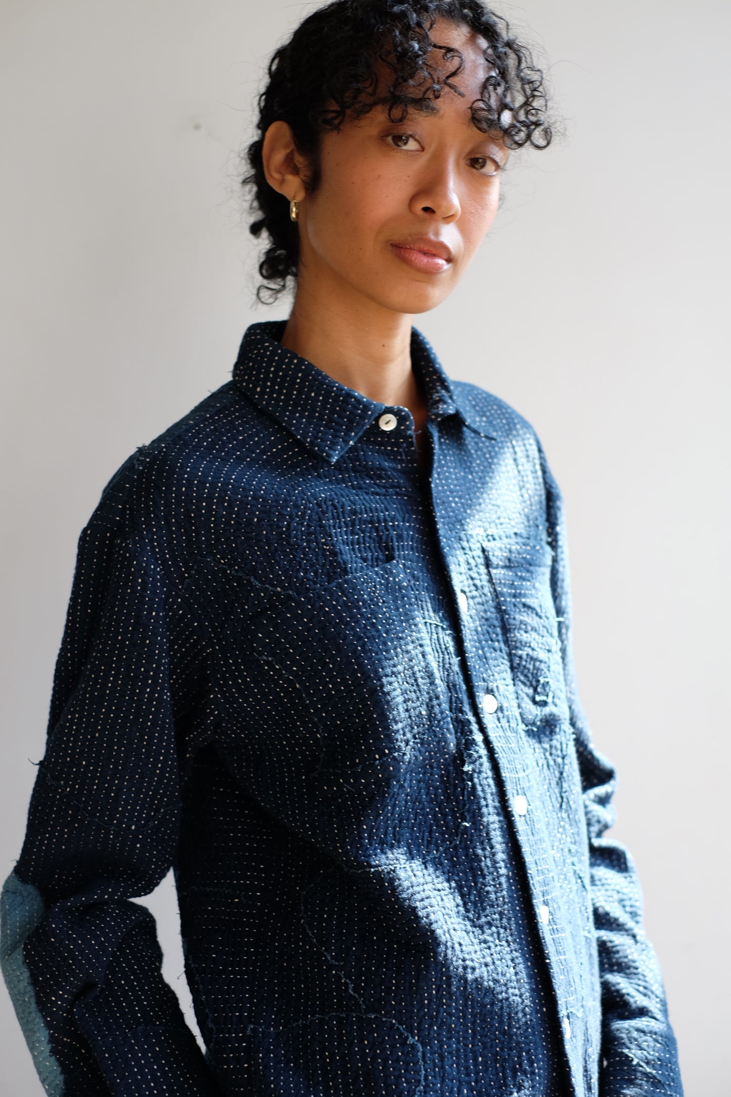 11.11 HAND STITCHED PATCHWORK LOVERS SHIRT - INDIGO