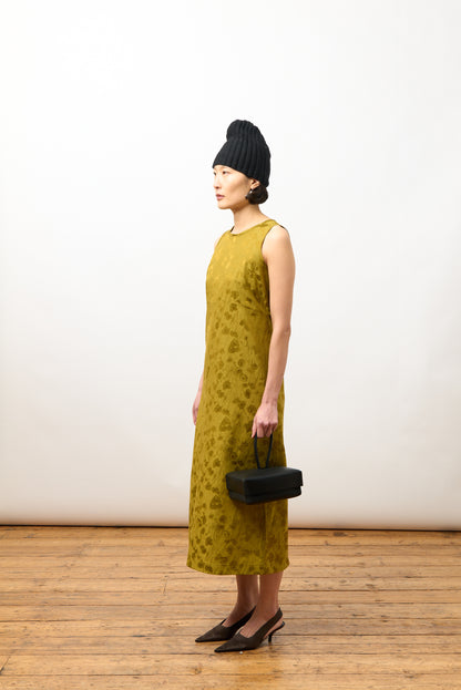 CAWLEY FLORAL JACQUARD ERIKA DRESS - GOLDEN OCHRE