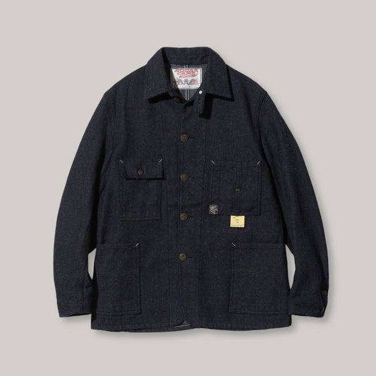 SUGAR CANE 'FICTION ROMANCE' 13.7oz. INDIGO NEP DENIM WORK COAT