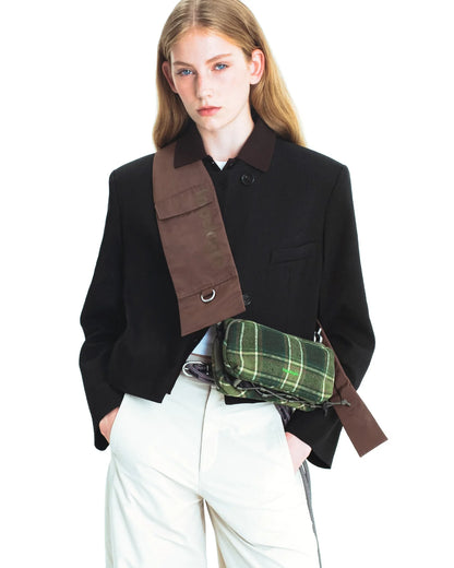TOPOLOGIE BOTTLE SACOCHE MEDIUM GREEN CHECK WOOL