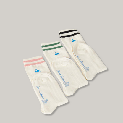 MERZ B SCHWANEN GOOD BASICS SOCKS - WHITE/ BLACK