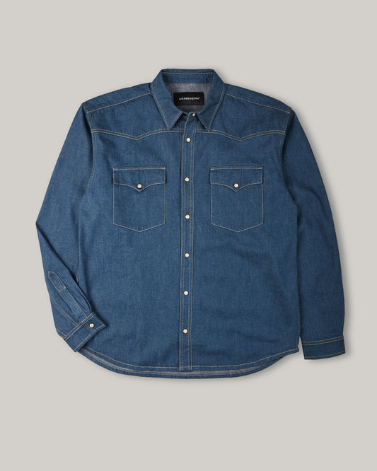 GRÅBRODERN TJAUKLE DENIM SHIRT - EMERALD INDIGO
