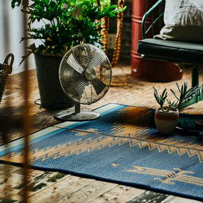 BASSHU IGUSA WOVEN RUG -  NAVY BLUE