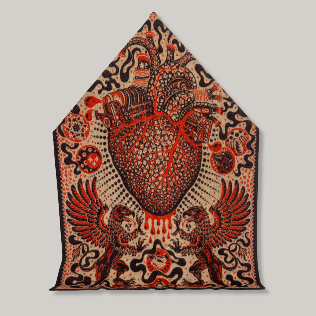 INDIGOFERA x IRON HEART WOOL BLANKET - BLACK/ RED/ BEIGE