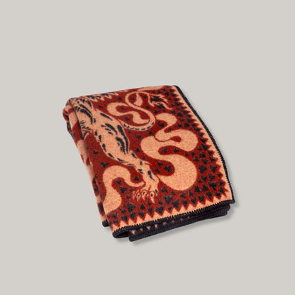 INDIGOFERA x IRON HEART WOOL BLANKET - BLACK/ RED/ BEIGE