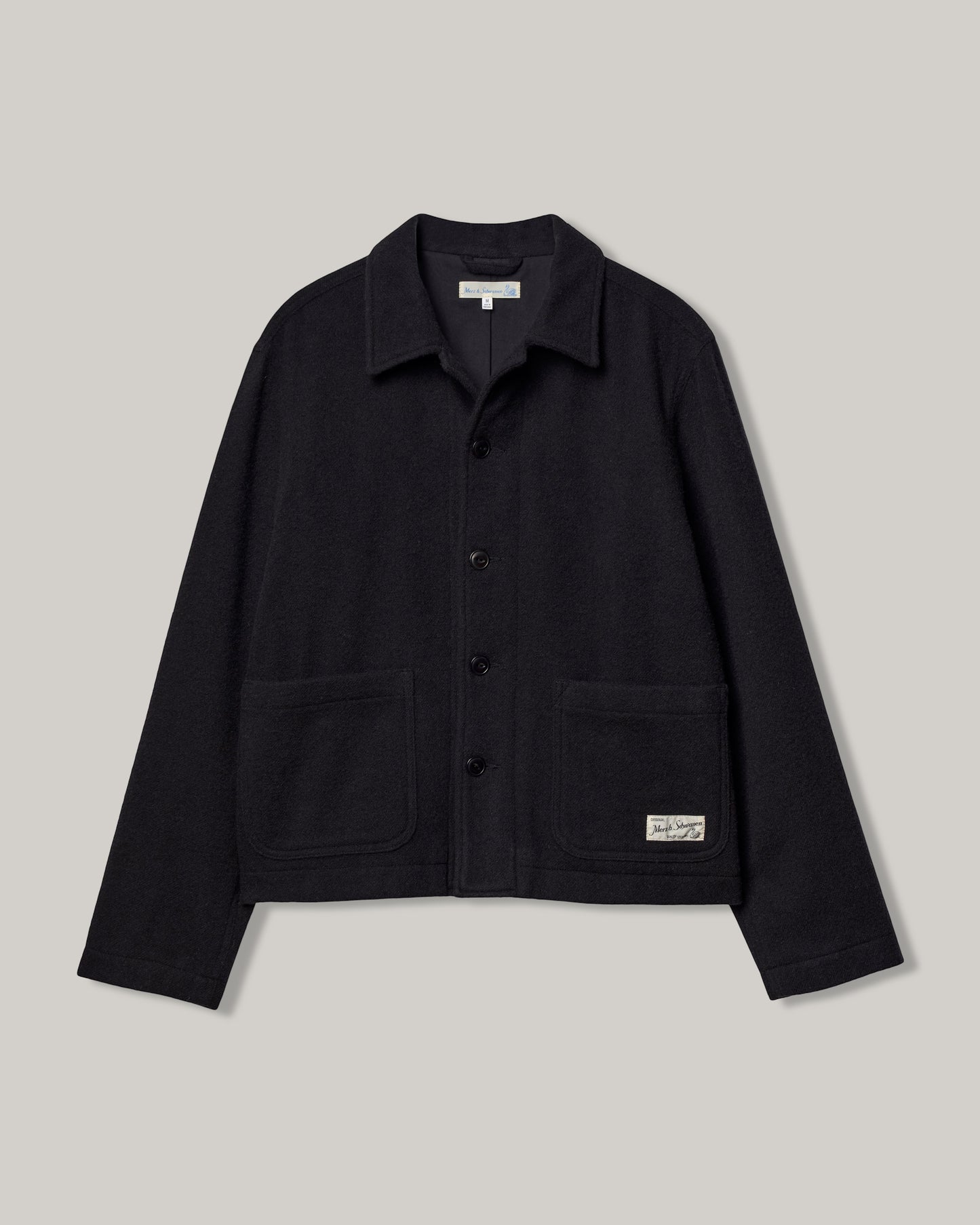 MERZ B. SCHWANEN CROPPED JKT08 WOOL UNISEX JACKET - DEEP BLACK