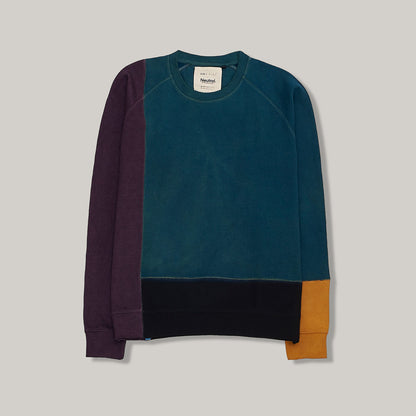 11.11 INDIGO MULTI COLOUR PATCHWORK COTTON SWEATSHIRT