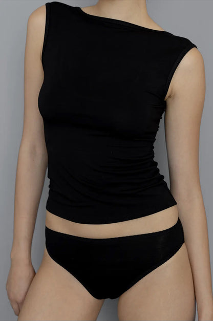 KYE INTIMATES RECLINE BATEAU SLEEVELESS - BLACK
