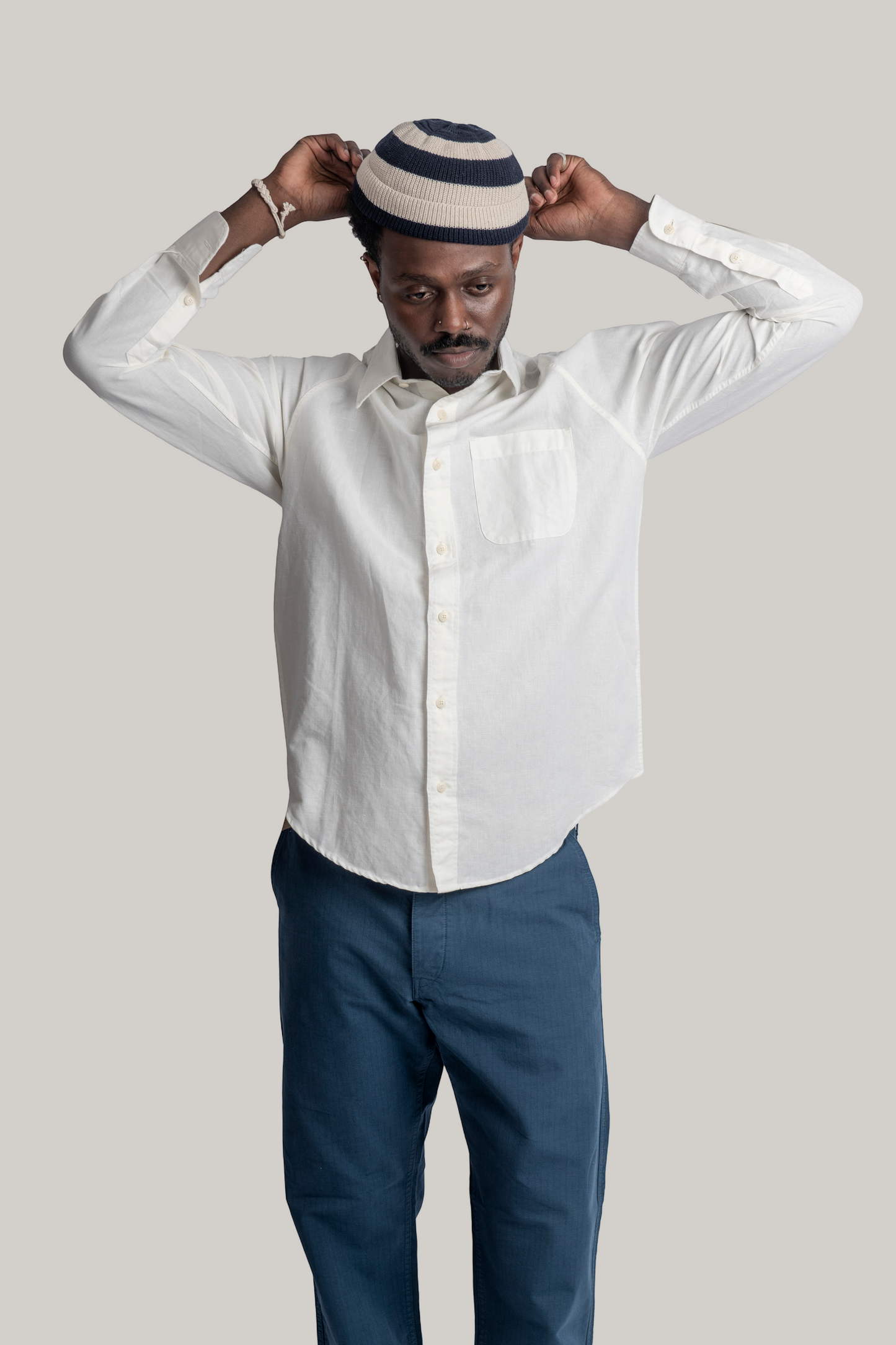 HEIMAT COTTON/ HEMP ARTIST SHIRT GD - WHITE