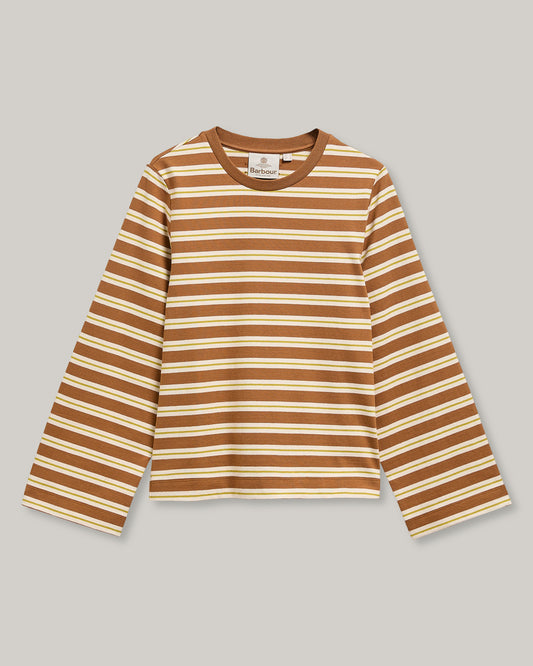 BARBOUR MAPLEWOOD STRIPED LONG-SLEEVE T-SHIRT-  TAN/ BIRCH
