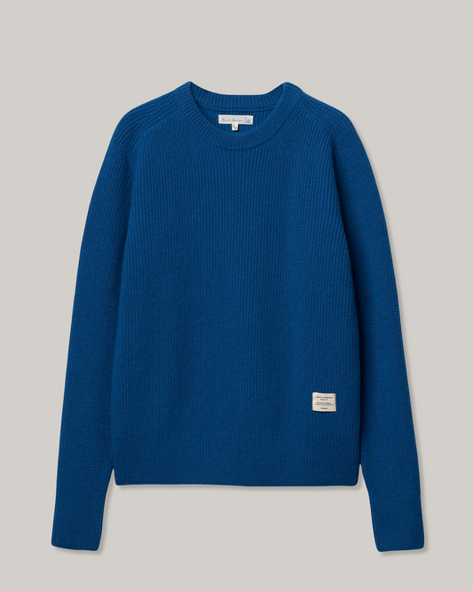 MERZ B. SCHWANEN LOCC02  RIBBED CREW PULLOVER - CARBON BLUE