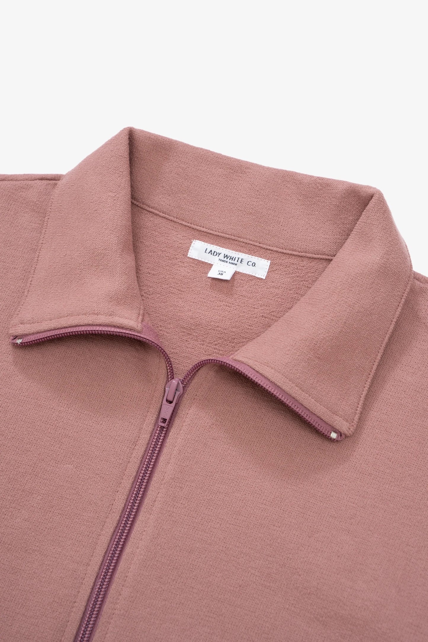 LADY WHITE CO. TEXTURED FULL ZIP - DEEP MAUVE