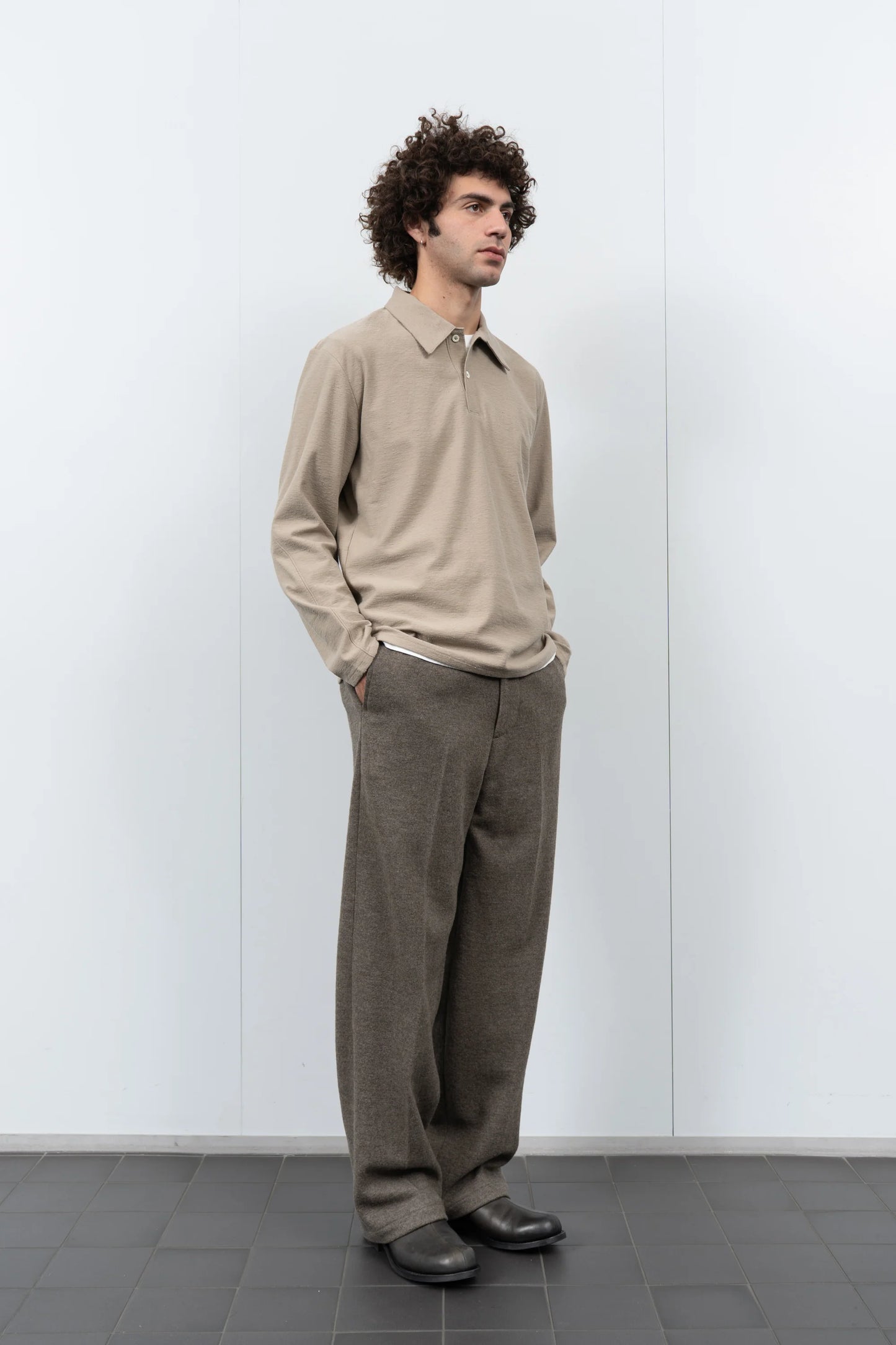 LADY WHITE CO. TWO BUTTON NEP POLO - SAND