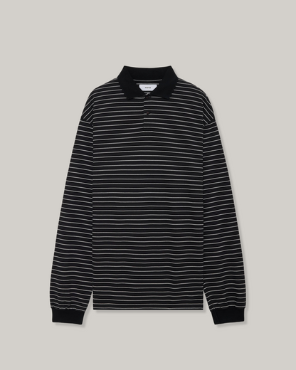 MARKA TWO BUTTON L/S POLO - BLACK x WHITE