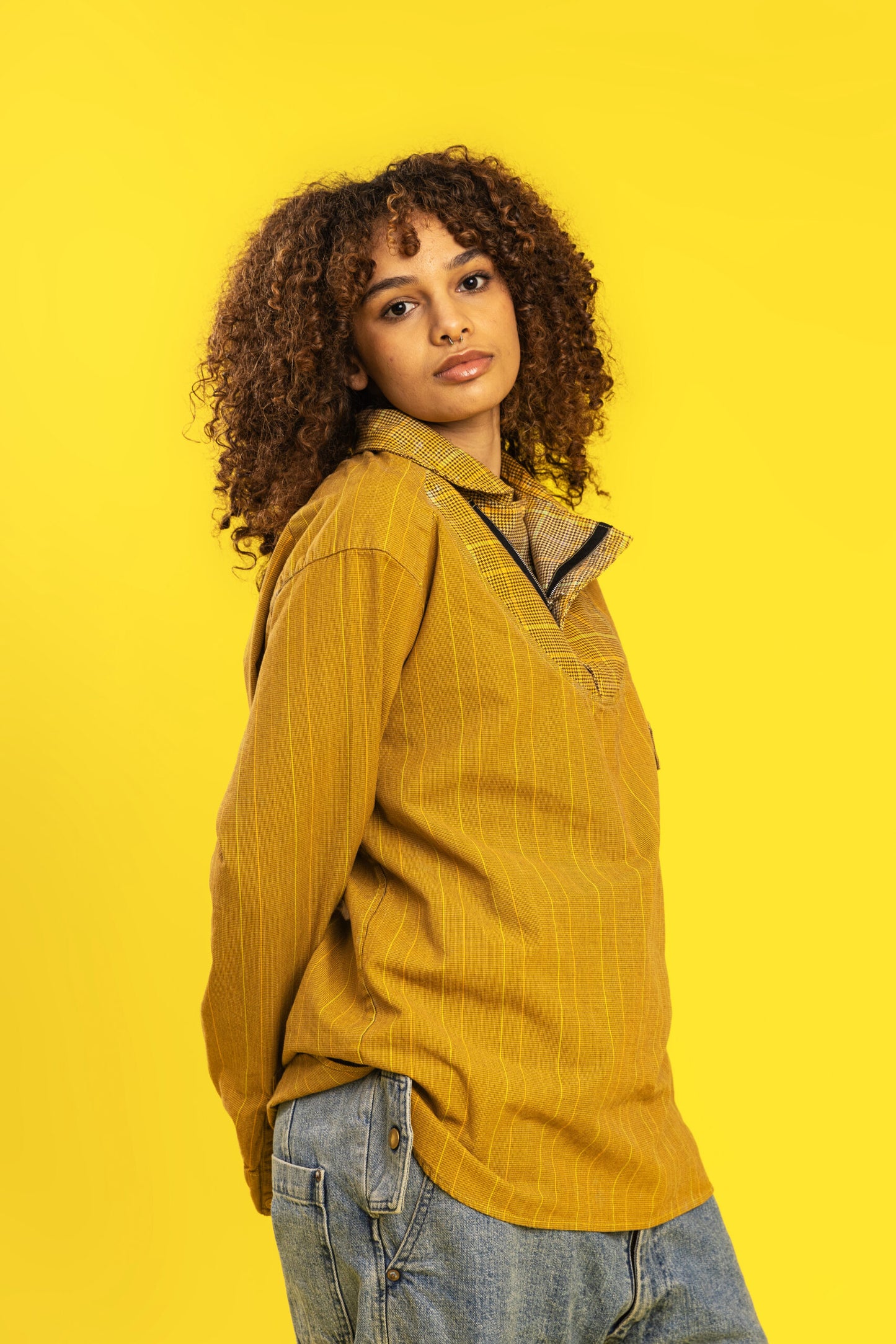 WORKING LULU SHIRT - COTTON DOGTOOTH - LAGOS YELLOW