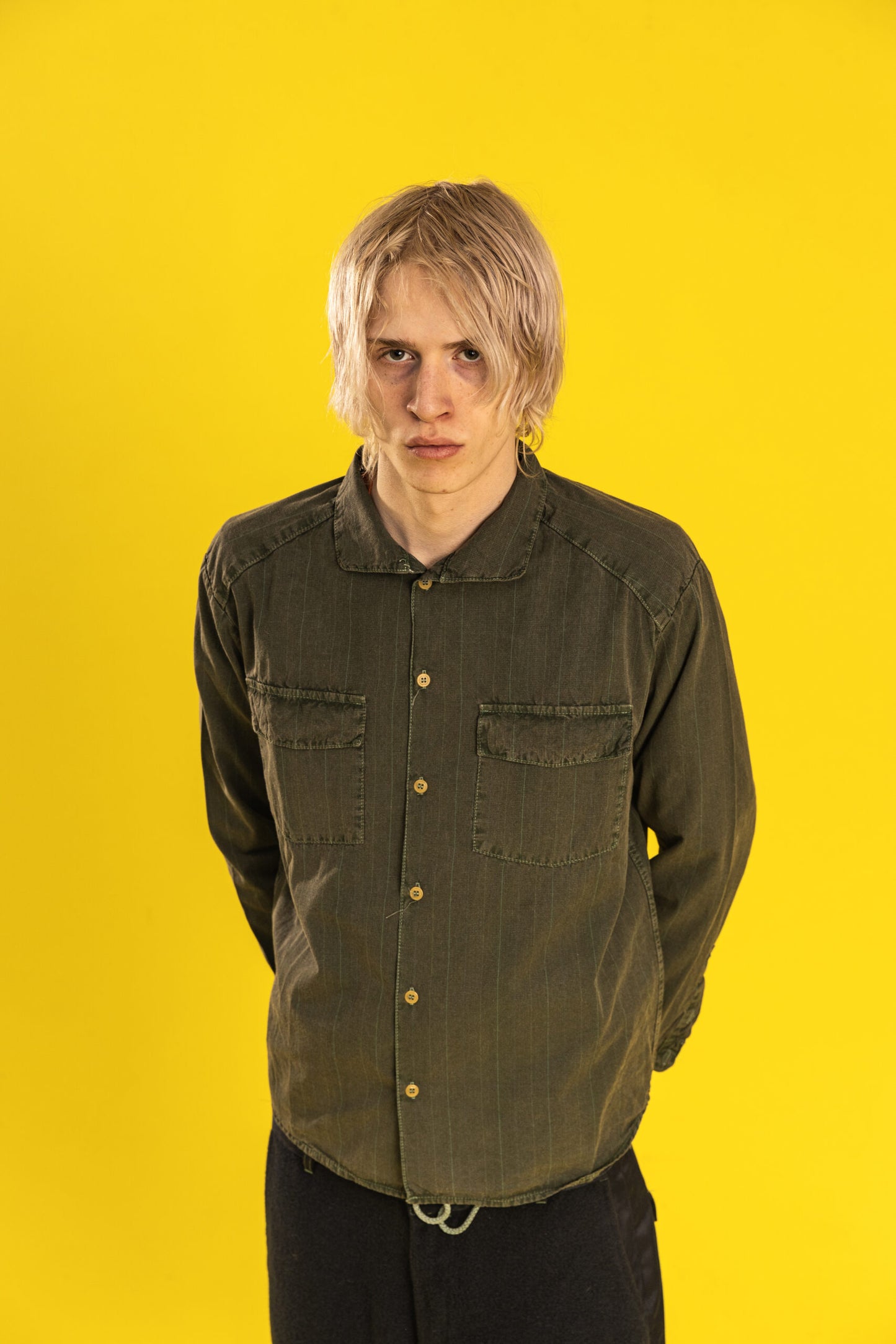 WORKING TRAP SHIRT - COTTON DOGTOOTH - TRIASSIC GREEN