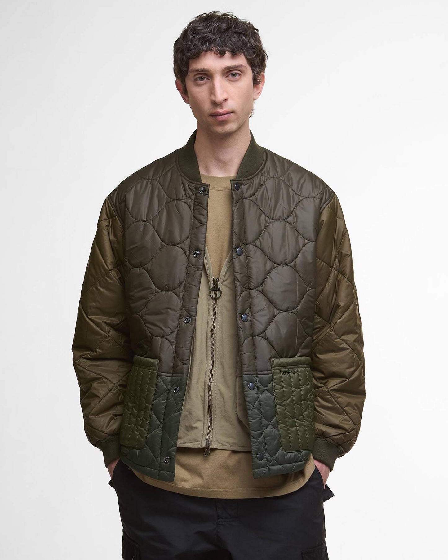 BARBOUR CORDING QUILTED JACKET - ARMY GREEN