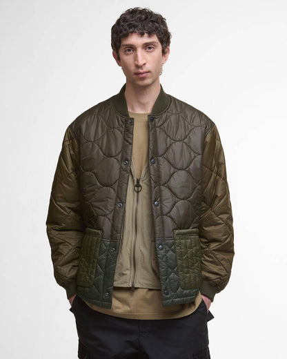 BARBOUR CORDING QUILTED JACKET - ARMY GREEN