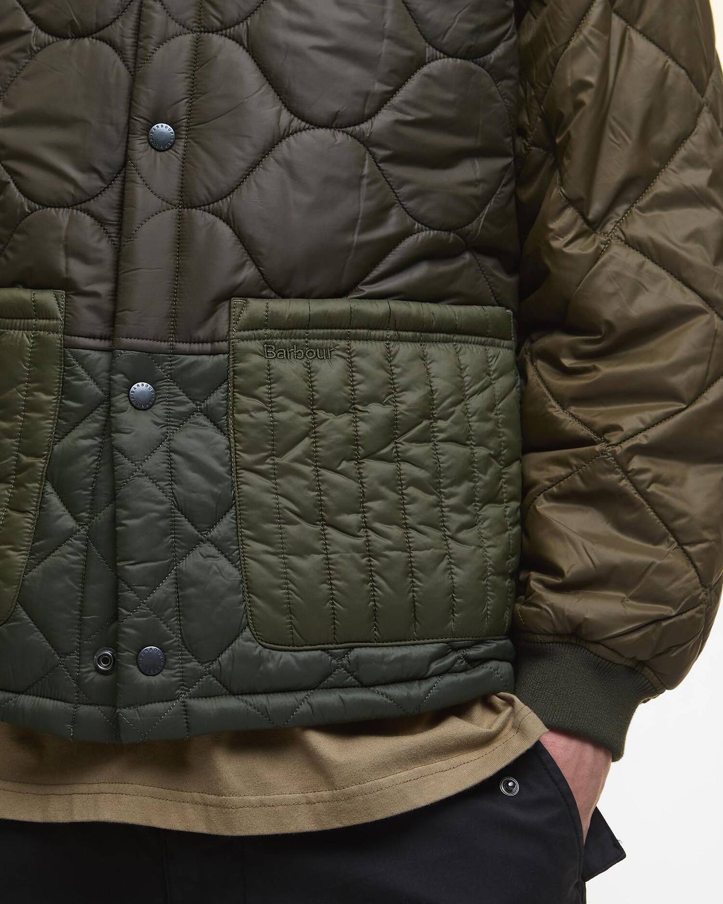 BARBOUR CORDING QUILTED JACKET - ARMY GREEN