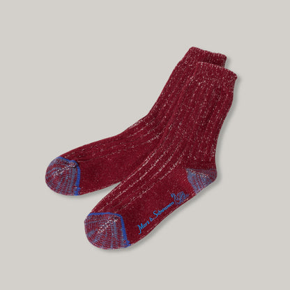 MERZ B. SCHWANEN M72 MERINO WOOL SOCKS - RED/ NATURAL MELANGE