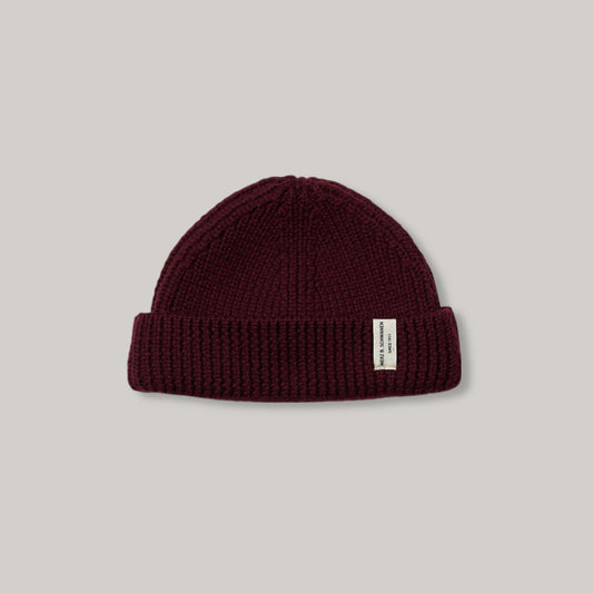 MERZ B. SCHWANEN RIBBED MERINO WOOL BEANIE  - BURGUNDY