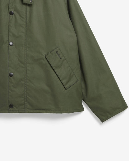 BARBOUR OS TRANSPORT WAXED JACKET - LIGHT MOSS