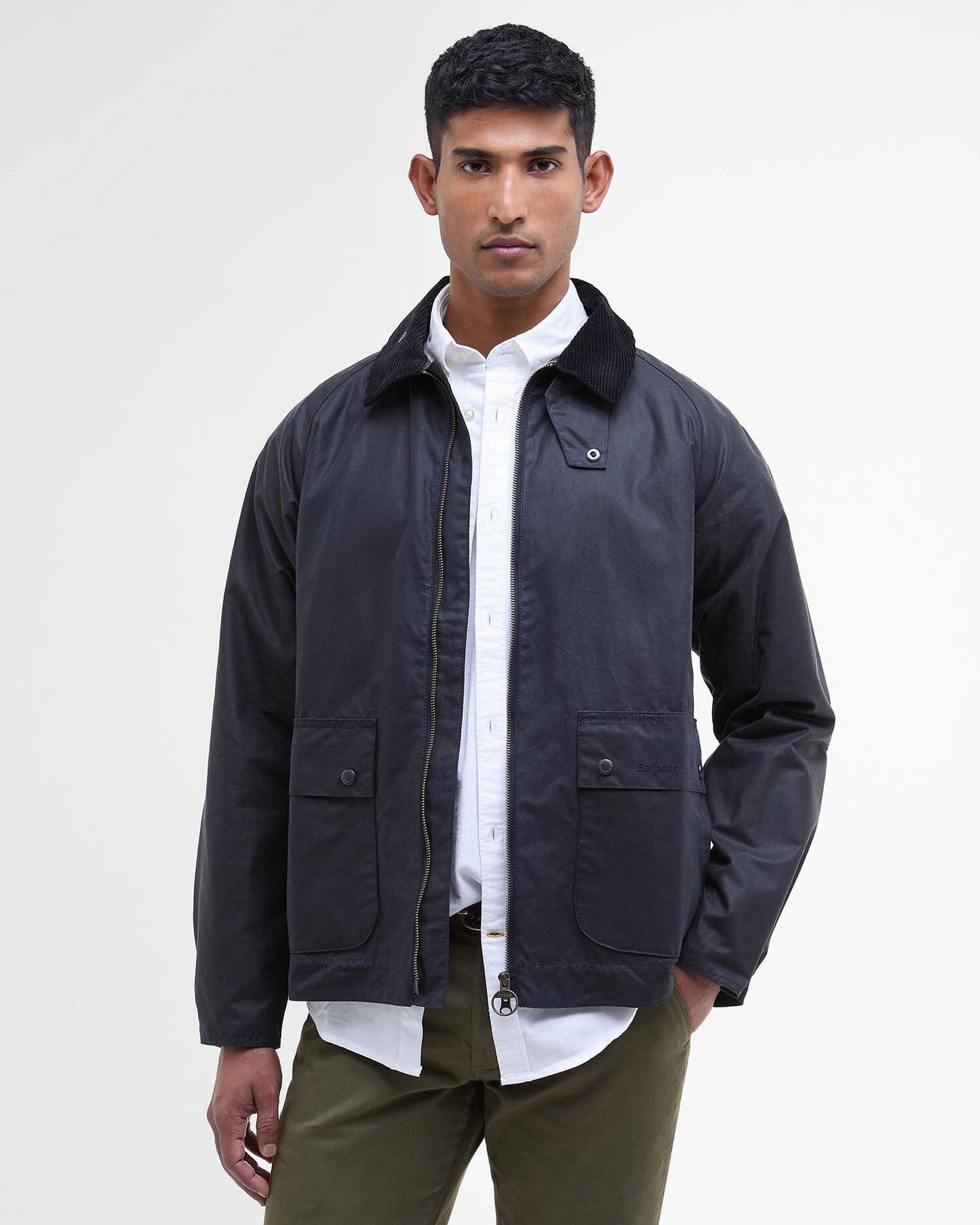 BARBOUR SHORT BEDALE WAXED JACKET -  CLASSIC NAVY
