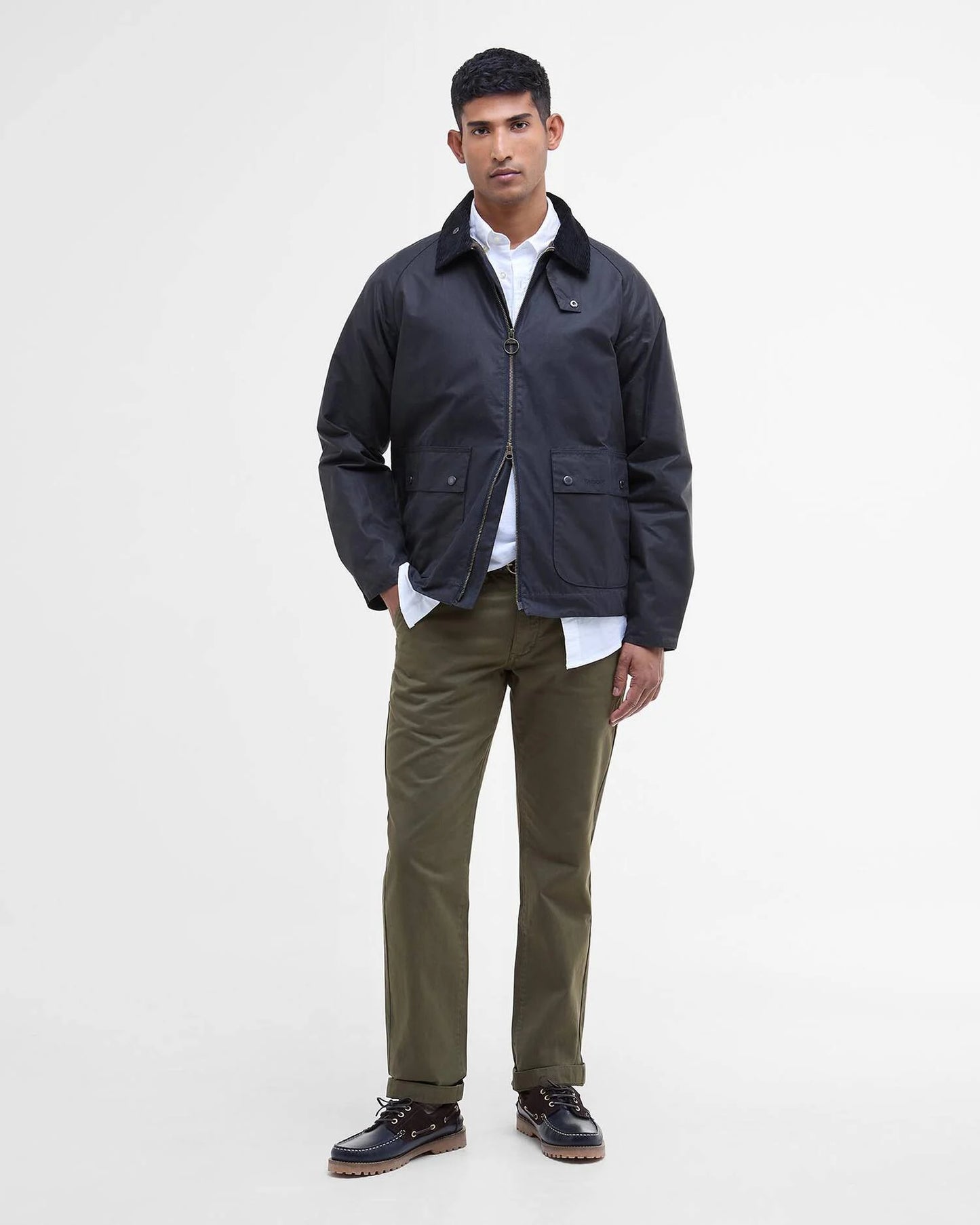 BARBOUR SHORT BEDALE WAXED JACKET -  CLASSIC NAVY