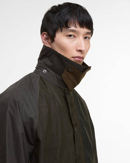 BARBOUR PATCHWORK BEDALE OS WAX JACKET - SAGE MULTI
