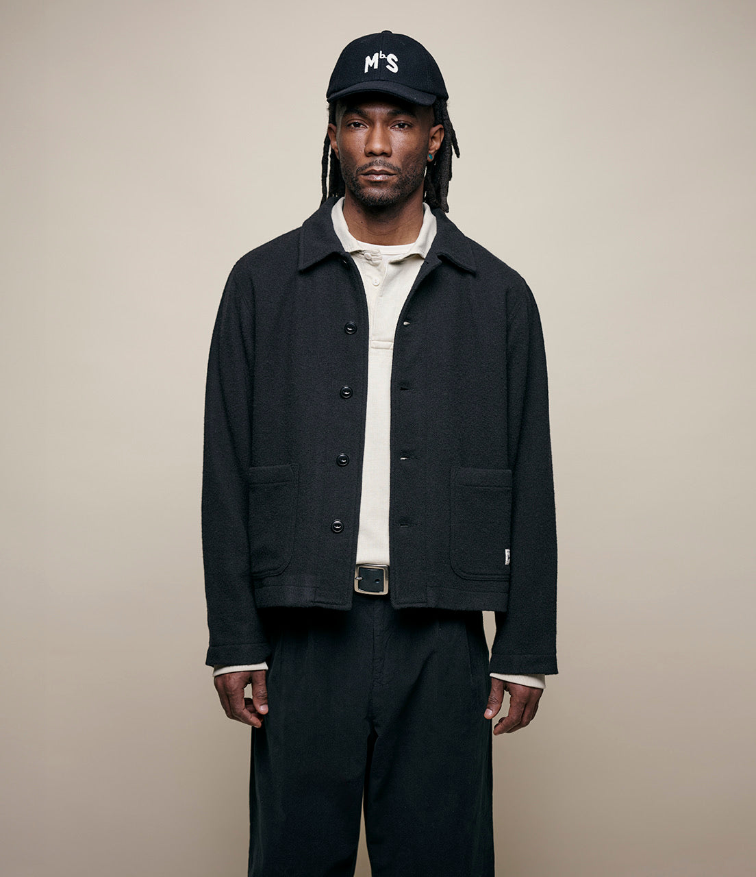 MERZ B. SCHWANEN CROPPED JKT08 WOOL UNISEX JACKET - DEEP BLACK