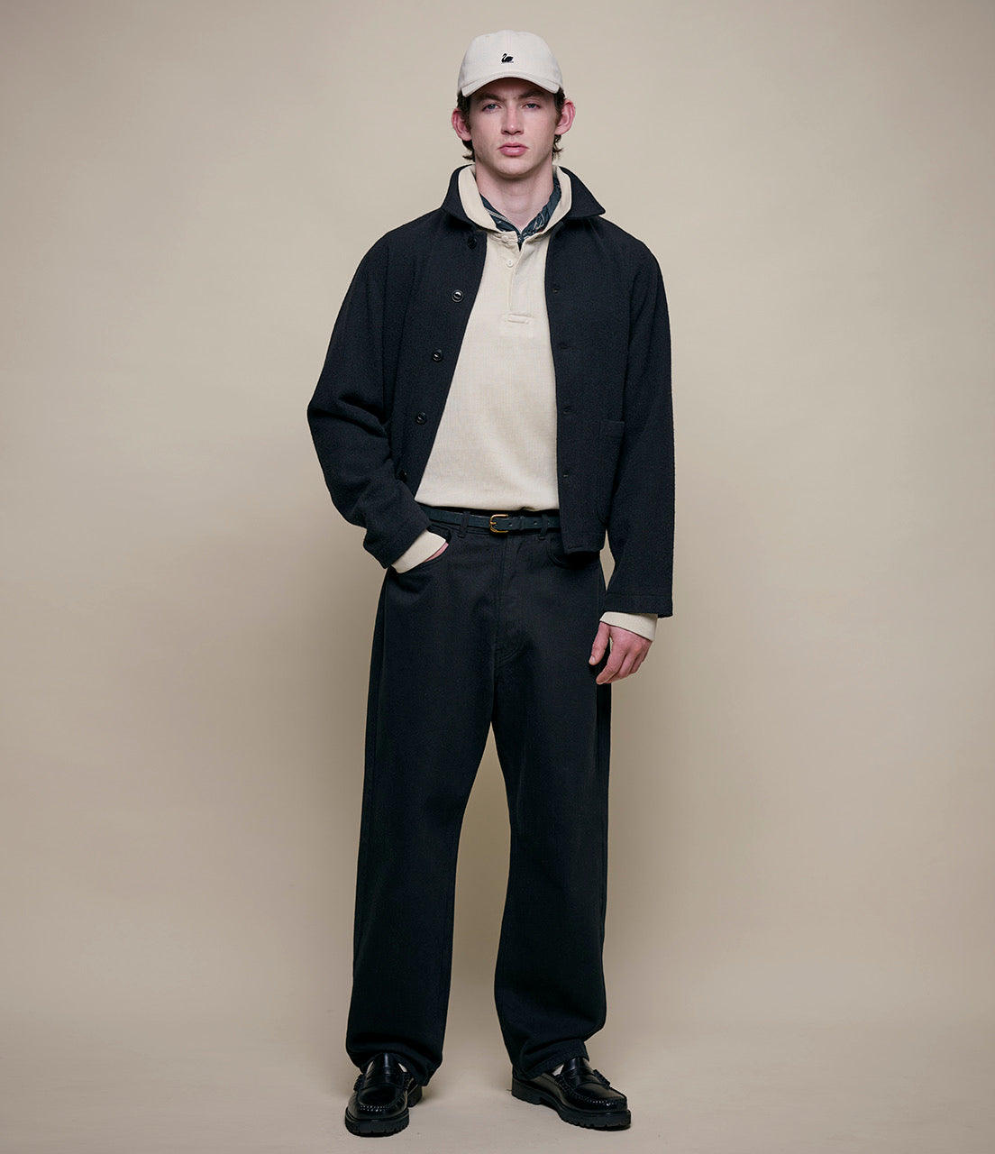 MERZ B. SCHWANEN CROPPED JKT08 WOOL UNISEX JACKET - DEEP BLACK