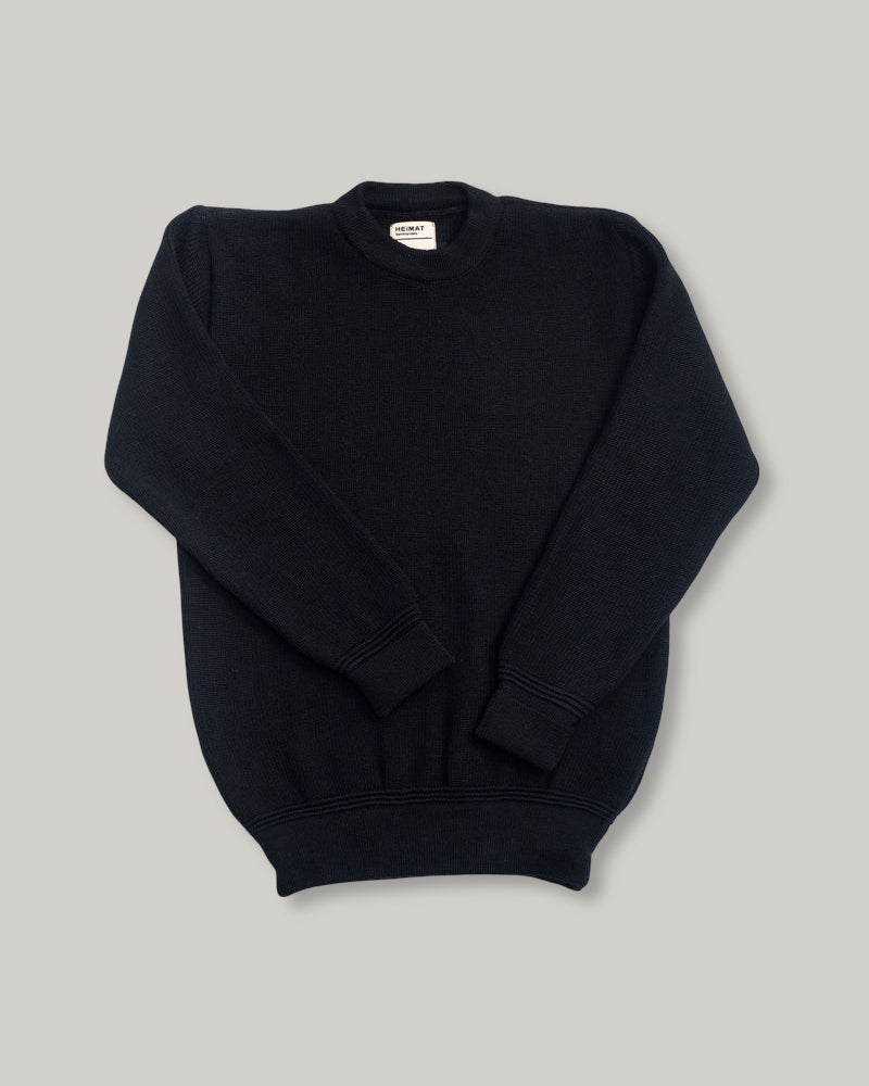 HEIMAT MERINO CREWNECK SWEATER - BLACK
