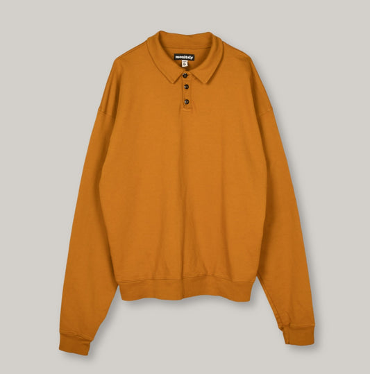 MONITALY  FRENCH TERRY L/S POLO - SUNFLOWER