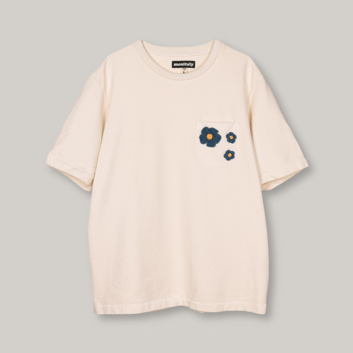 MONITALY CROCHET FLOWER TEE - CREAM