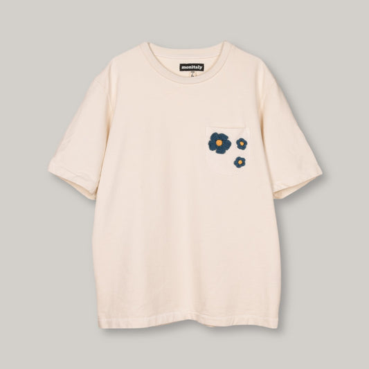 MONITALY CROCHET FLOWER TEE - CREAM