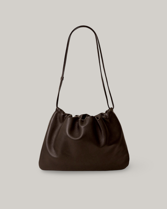 NOTHING WRITTEN NELLA LARGE STRAP BAG - DARK BROWN