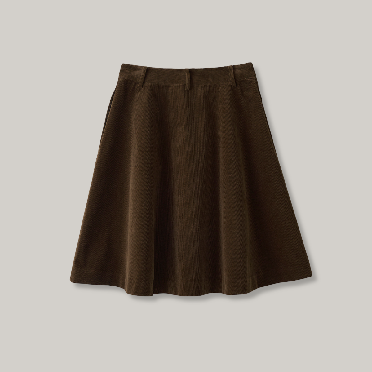 NOTHING WRITTEN ROLIN CORDUROY FLARED SKIRT - BROWN